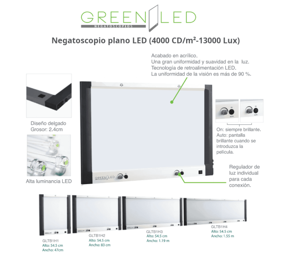 Negatoscopios green led 1 placa 13000 lux mastogrfia Negatoscopios green led 1 placa 13000 lux mastogrfia
