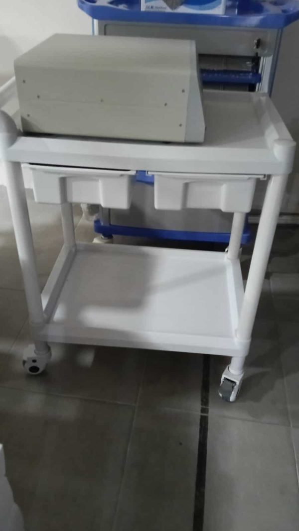Carro para instrumental y equipo medico2 Carro Médico de Servicio ABS con 2 Cajones y Ruedas - Equipamiento Hospitalario