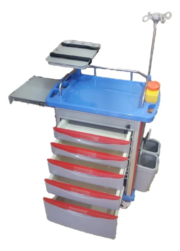 Carro de Emergencias JONCN ET-75001-B: Equipamiento Clínico de Alta Resistencia y Organización para Hospitales Carro Rojo JONCN ET 75001 B