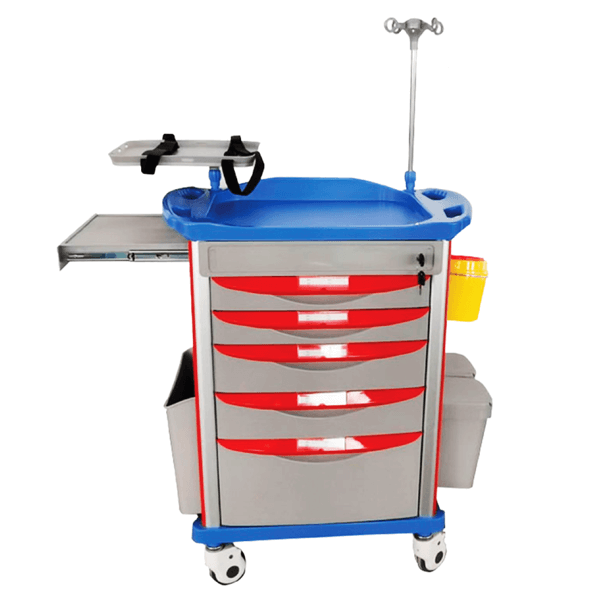 Carro de Emergencias JONCN ET-75001-B: Equipamiento Clínico de Alta Resistencia y Organización para Hospitales Carro de Emergencias JONCN alta resistencia para hospitales